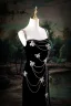 Sexy Noire Faux Diamant Noeud Fendue devant Robe De Soirée 2025 Princesse Bretelles Spaghetti Sans Manches Dos Nu Longue Soirée Robe De Ceremonie