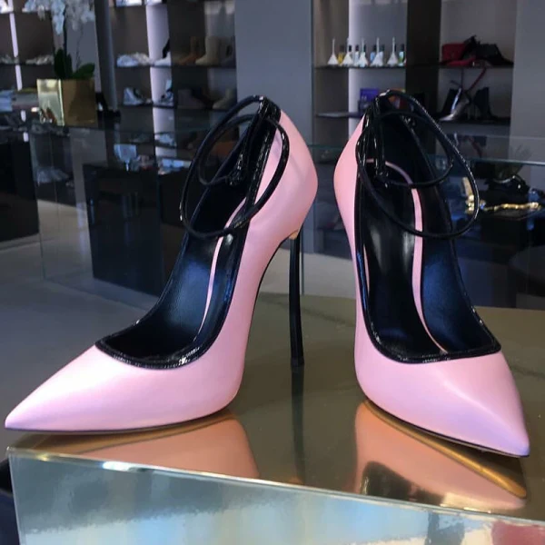 Fine Aprikos Aften Pumps 2020 Ankelstropp 12 cm Stiletthæler Spisse Pumps