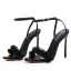 Charmant Schwarz Garten / Im Freien Sommer Sandalen Damen 2020 Knöchelriemen 10 cm Stilettos Peeptoes Sandaletten