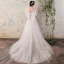 Elegant Champagne Wedding Dresses 2018 A-Line / Princess Lace V-Neck Backless Short Sleeve Court Train Wedding