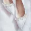 Elegant White Wedding Lace Wedding Shoes 2020 Leather Pearl Rhinestone 9 cm Stiletto Heels Pointed Toe Pumps