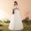 Modest / Simple Ivory Wedding Dresses 2018 A-Line / Princess Appliques Lace Scoop Neck Backless Long Sleeve Floor-Length / Long Wedding