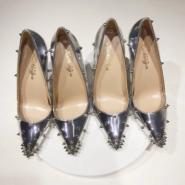 Chic / Belle Argenté Soirée Rivet Escarpins 2020 12 cm Talons Aiguilles À Bout Pointu Escarpins