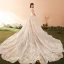 Luxury / Gorgeous Champagne Wedding Dresses 2018 Ball Gown Lace Appliques Beading Crystal Sequins Scoop Neck Backless Sleeveless Cathedral Train Wedding