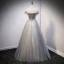 Mode Sølv Glitter Gallakjoler 2021 Prinsesse Off-The-Shoulder Beading Perle Pailletter Ærmeløs Halterneck Lange Galla Kjoler
