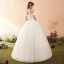 Elegant Ivory Wedding Dresses 2018 Ball Gown Bow Off-The-Shoulder Backless Short Sleeve Floor-Length / Long Wedding