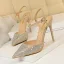 Glitzernden Rosa Abend Sandalen Damen Strass 2020 Knöchelriemen 10 cm Stilettos Spitzschuh Sandaletten