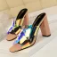 Modest / Simple Summer Burgundy Street Wear Laser Womens Sandals 2020 9 cm Thick Heels Open / Peep Toe Sandals