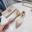 Schöne Sommer Beige Strassenmode Pailletten Flache Sandalen Damen 2020 Knöchelriemen Spitzschuh Sandaletten
