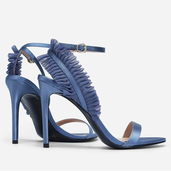 Chic / Beautiful Ocean Blue Cocktail Party Womens Sandals 2020 Leather Ankle Strap 9 cm Stiletto Heels Open / Peep Toe Sandals