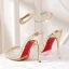 Sexy Transparent Gold Evening Party Rhinestone Womens Sandals 2020 Ankle Strap 10 cm Stiletto Heels Pointed Toe Sandals