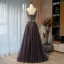 Chic / Beautiful Purple Prom Dresses 2021 A-Line / Princess V-Neck Beading Sequins Sleeveless Backless Floor-Length / Long Prom Formal Dresses