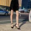 Schöne Schwarz Cocktail Sandalen Damen 2020 Strass Knöchelriemen Schleife 10 cm Stilettos Spitzschuh Sandaletten