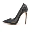 Charmant Noire Soirée Faux Diamant Escarpins 2020 Cuir Motif Peau De Serpent 12 cm Talons Aiguilles À Bout Pointu Escarpins