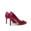 Chic / Beautiful Burgundy Satin Wedding Shoes 2021 Leather Pearl Rhinestone 9 cm Stiletto Heels Pointed Toe Wedding Pumps High Heels