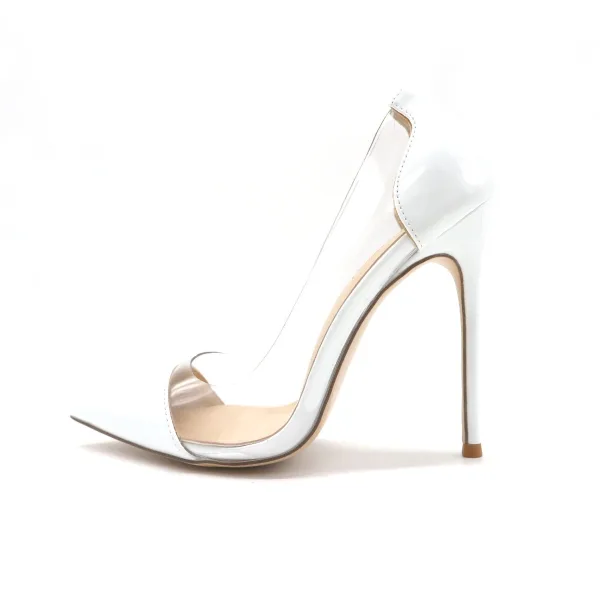 Chic / Beautiful White Office OL Patent Leather Pumps 2020 12 cm Stiletto Heels Pointed Toe Pumps
