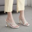 Simple Blanche Été Vêtement de rue Faux Diamant Sandales Femme 2020 12 cm Talons Aiguilles Peep Toes / Bout Ouvert Sandales