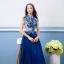 Vintage / Retro Royal Blue Evening Dresses  2018 A-Line / Princess Lace Flower Pearl Sequins High Neck Sleeveless Floor-Length / Long Formal Dresses