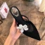 Charmant Noire Dansant Daim Sandales Femme 2020 Cuir Perle 9 cm Talons Aiguilles À Bout Pointu Sandales