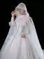Luxury / Gorgeous Ivory With Cloak Wedding Dresses 2021 Ball Gown High Neck Beading Rhinestone Sequins Bow Long Sleeve Royal Train Wedding