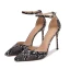 Chic / Beautiful Khaki Street Wear Snakeskin Print Womens Sandals 2020 Ankle Strap 12 cm Stiletto Heels Pointed Toe Sandals