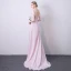 Elegante Candy Roze Gelegenheid Jurken 2018 A lijn Parel Appliques Rhinestone Split Voorzijde Ronde Hals Korte Mouwen Ruglooze Sweep Trein Avondjurken