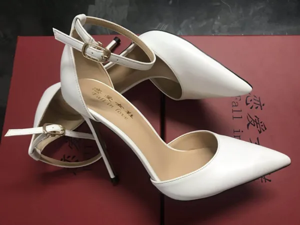 Proste / Simple Czarne Biuro OL Buty Damskie 2020 Z Paskiem 12 cm Szpilki Szpiczaste Sandały