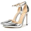 Fashion Silver Cocktail Party Patent Leather Sandals 2020 Ankle Strap 12 cm Stiletto Heels Pointed Toe Womens Sandals