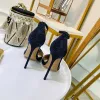 Charming Navy Blue Prom Satin Womens Sandals 2020 Ankle Strap 12 cm Stiletto Heels Pointed Toe Pumps