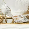 Chic / Beautiful Ivory Wedding Shoes 2018 Crystal Pearl Rhinestone Feather 9 cm Stiletto Heels Pointed Toe Wedding Pumps