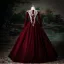 Elegant Burgundy Beading Sequins Velvet Prom Dresses 2025 Ball Gown V-Neck Long Sleeve Floor-Length / Long Prom Formal Dresses