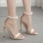 Chic / Beautiful Beige Outdoor / Garden Womens Sandals 2020 Pearl Ankle Strap 11 cm Stiletto Heels Open / Peep Toe Sandals