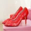 Mode Noire Promo En Dentelle Escarpins 2020 Satin 8 cm Talons Aiguilles À Bout Pointu Escarpins