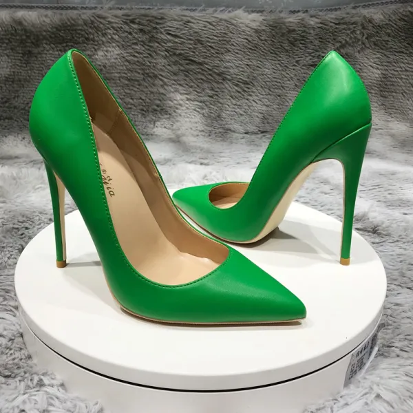 Schöne Grün Strassenmode Pumps 2020 12 cm Stilettos Spitzschuh Pumps