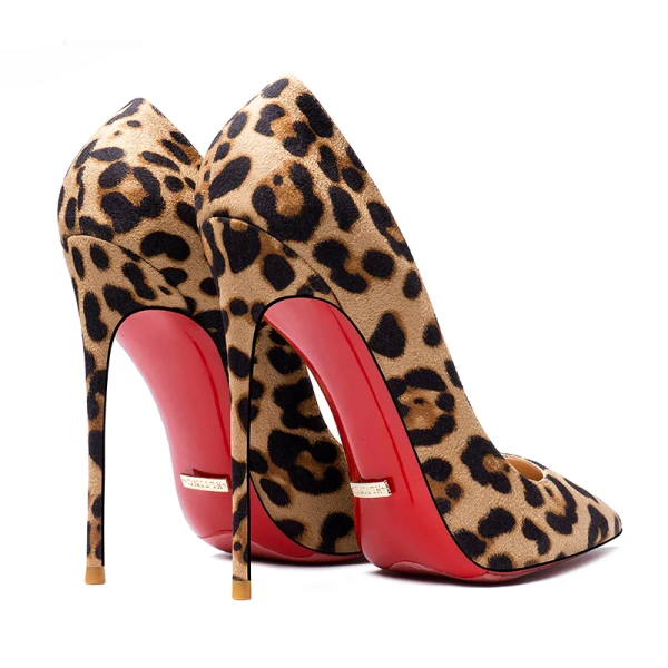 Fashion Brown Cocktail Party Leopard Print Pumps 2020 Leather 12 cm Stiletto Heels Pointed Toe Pumps