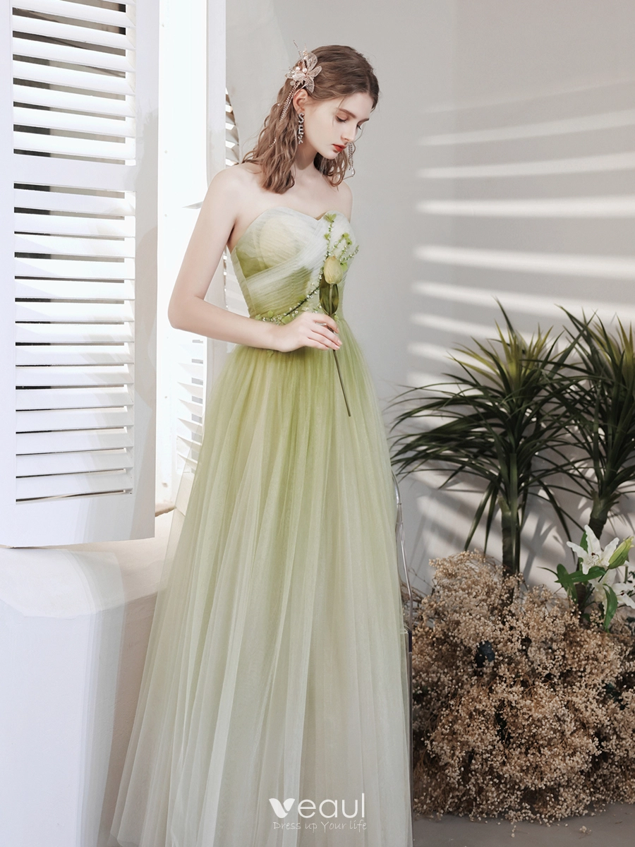 Strapless Appliques Tulle Long Prom Dresses, A-line 2021 Prom Dresses, Elegant Prom Dresses Strapless Appliques Tulle Long Prom Dresses, A-line 2021 Prom Dresses, Elegant Prom Dresses
