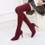 Fashion Burgundy Street Wear Over The Knee / Thigh High Womens Boots 2020 8 cm Stiletto Heels Pointed Toe Boots