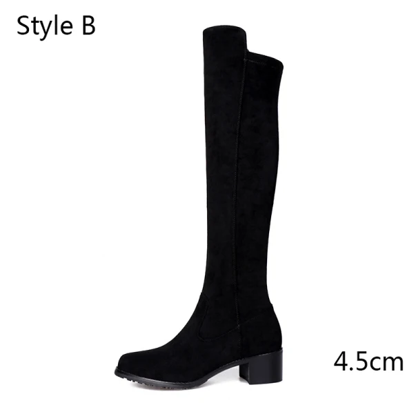 Chic / Beautiful Winter Black Street Wear Suede Womens Boots 2020 7 cm Thick Heels Round Toe Boots