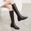 Chic / Belle Marron Vêtement de rue Cuir Talon Bas Bottes Femme 2020 4 cm Talons Épais Pied Carré Bottes
