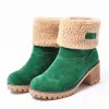 Keep Warm Winter Brown Street Wear Suede Ankle Snow Boots 2020 5 cm Thick Heels Round Toe Womens Boots