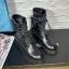 Fashion Fall Black Street Wear Leather Ankle Womens Boots 2020 Round Toe Flat Boots