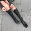 Schlicht Herbst Schwarz Strassenmode Kniehohe Stiefel Damen 2020 Leder 4 cm Thick Heels Low Heel Quadratische Zehe Stiefel