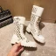 Fashion White Street Wear Pierced Ankle Womens Boots 2020 Leather 3 cm Low Heel Thick Heels Round Toe Boots