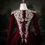 Elegant Burgundy Beading Sequins Velvet Prom Dresses 2025 Ball Gown V-Neck Long Sleeve Floor-Length / Long Prom Formal Dresses