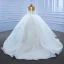 High-end Luxury / Gorgeous Ivory Beading Crystal Sequins Wedding Dresses 2021 Ball Gown Scoop Neck 3/4 Sleeve Cathedral Train Wedding