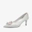 Charmant Ivoire Satin Faux Diamant Chaussure De Mariée 2020 Perle 8 cm Talons Aiguilles À Bout Pointu Mariage Escarpins