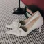Elegant Elfenben Sløyfe Brudesko 2020 Lær 7 cm Stiletthæler Spisse Bryllup Pumps