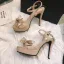 Charmant Noire Cocktail Sandales Femme 2020 Faux Diamant Noeud Cuir 12 cm Talons Aiguilles Peep Toes / Bout Ouvert Sandales