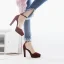 Chic / Belle Bordeaux Club de carnaval Daim Sandales Femme 2020 Bride Cheville 10 cm Talons Épais À Bout Pointu Sandales