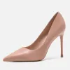 Chic / Beautiful Nude Office OL Pumps 2020 Leather 10 cm Stiletto Heels Pointed Toe Pumps